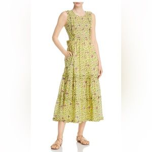 Banjanan Yellow Block Print Smocked Maxi Dress